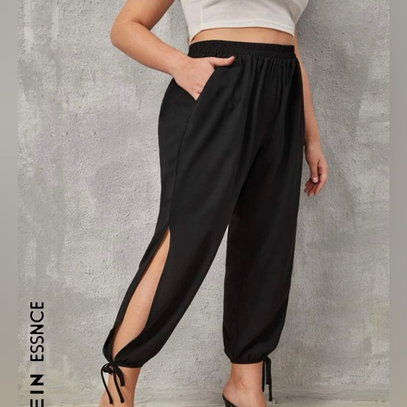 SHEIN Pants - SHEIN Essnce Plus Slit Side Slant Pockets Tie Hem Pants